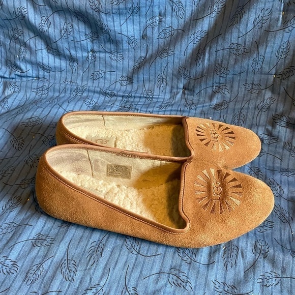 Ugg Alloway slippers in chestnut brown with shearling liners 9 - Picture 3 of 5